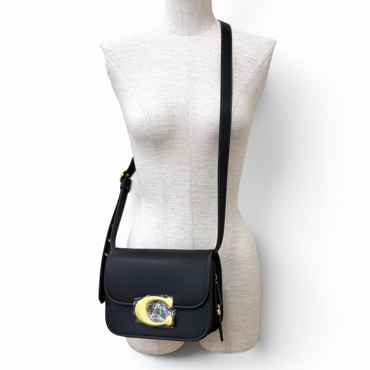 Pristine COACH Shoulder Bag Idol Bag black leather Women CM557