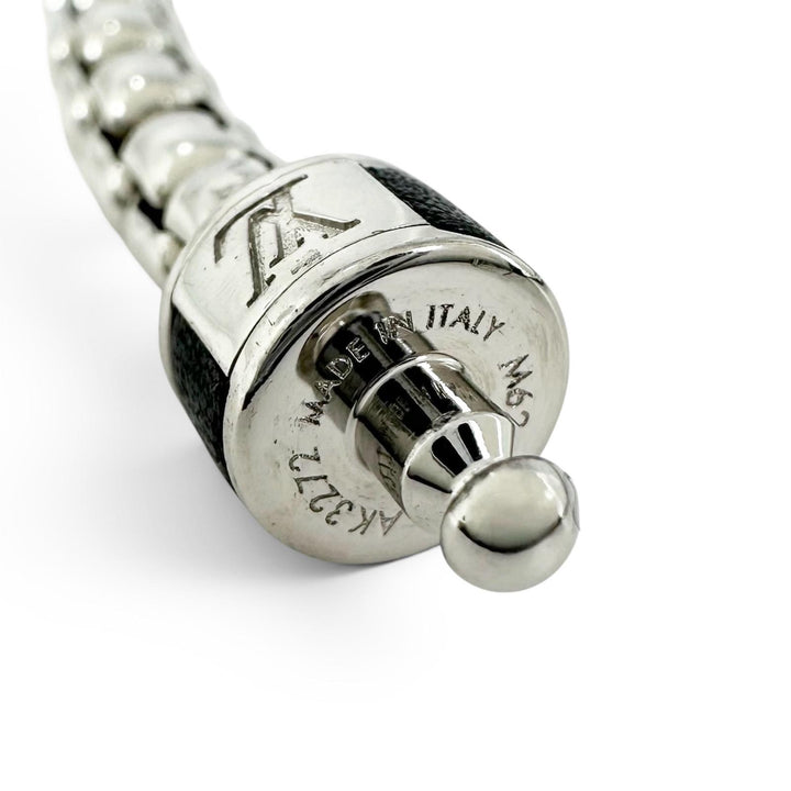 Excellent LOUIS VUITTON bracelet Chain Monogram Eclipse Silver mens M62592