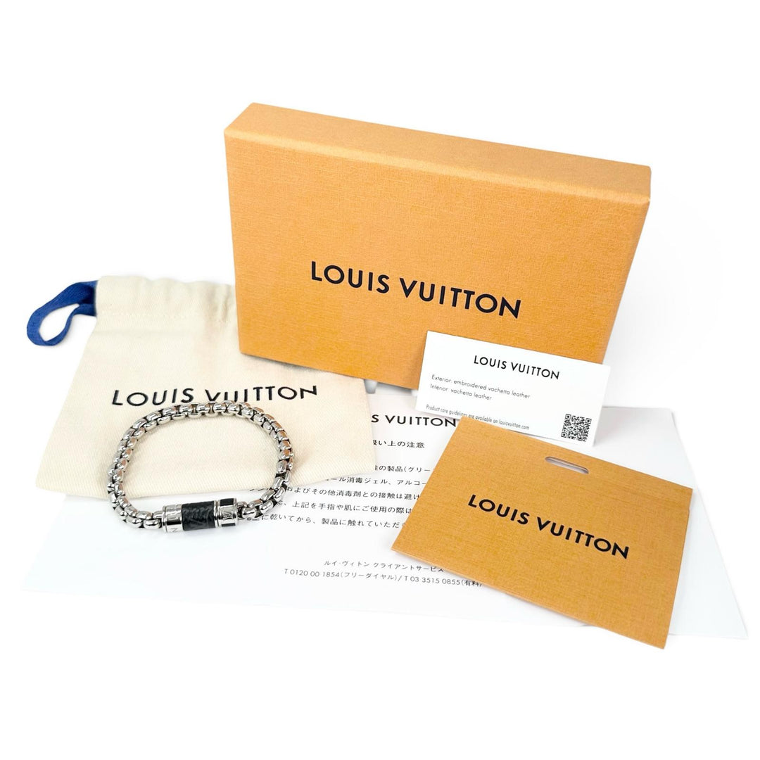 Excellent LOUIS VUITTON bracelet Chain Monogram Eclipse Silver mens M62592
