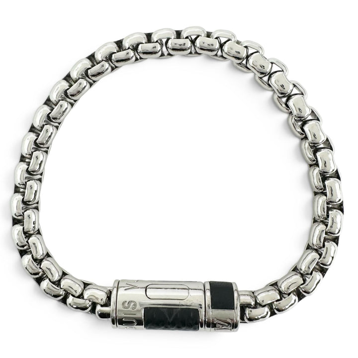 Excellent LOUIS VUITTON bracelet Chain Monogram Eclipse Silver mens M62592