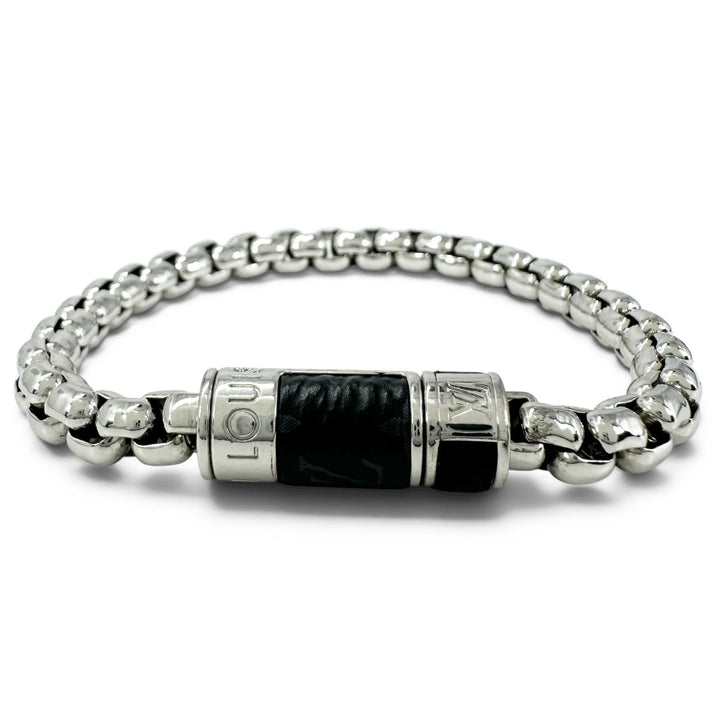 Excellent LOUIS VUITTON bracelet Chain Monogram Eclipse Silver mens M62592
