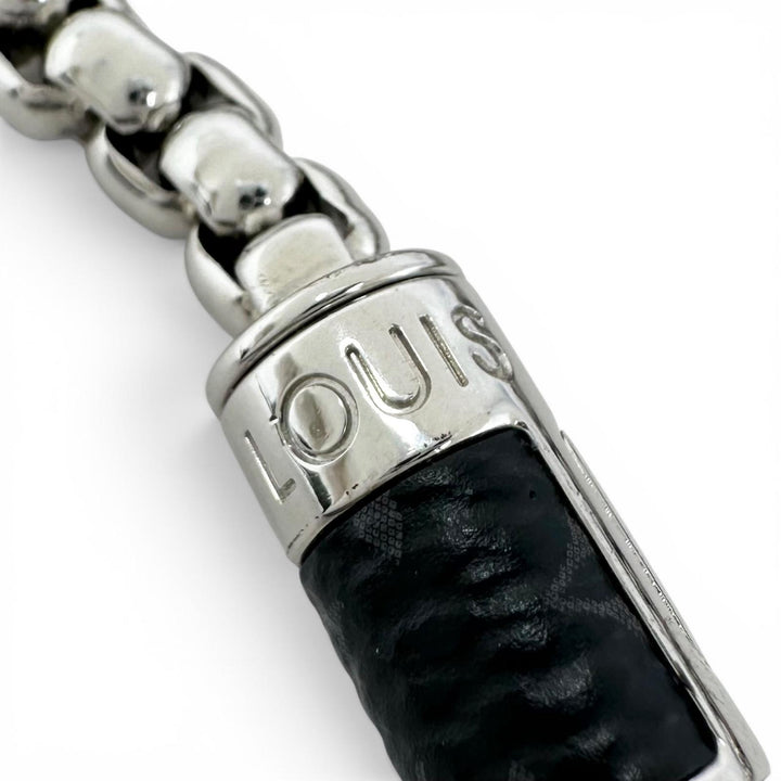 Excellent LOUIS VUITTON bracelet Chain Monogram Eclipse Silver mens M62592