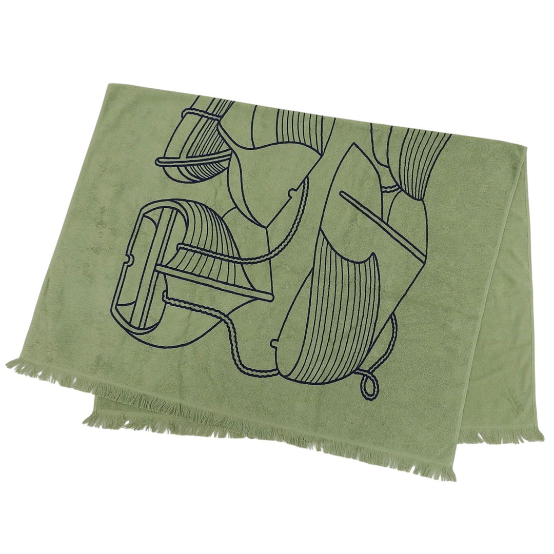Pristine HERMES towel Yachting Thalassa With fringe green cotton Women
