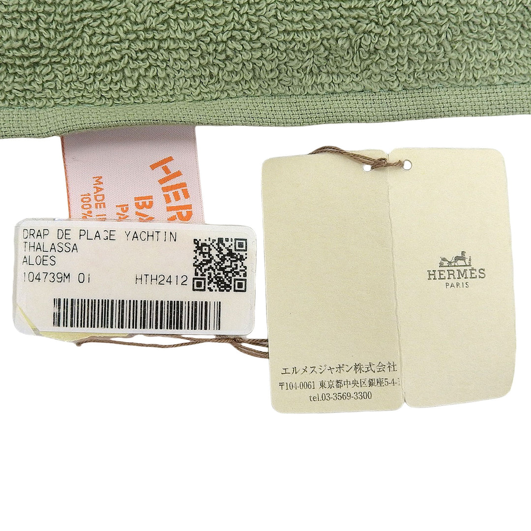 Pristine HERMES towel Yachting Thalassa With fringe green cotton Women