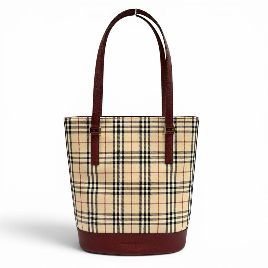 Excellent BURBERRY Tote Bag vintage beige leather Women