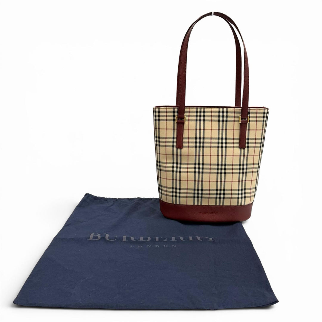Excellent BURBERRY Tote Bag vintage beige leather Women