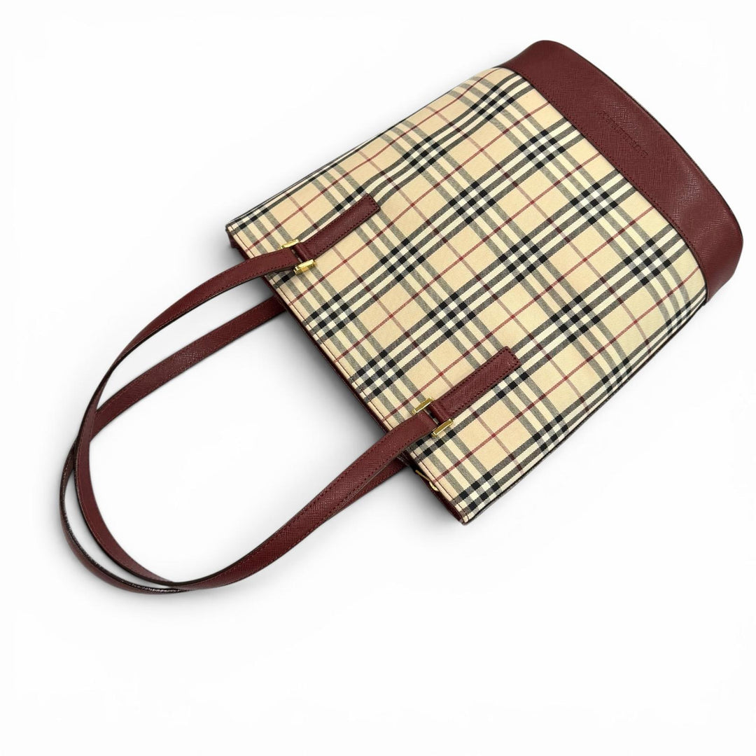 Excellent BURBERRY Tote Bag vintage beige leather Women