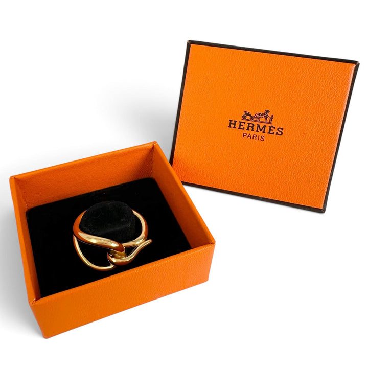 Excellent HERMES Scarf ring jumbo Knot Design gold Gold Plated Women
