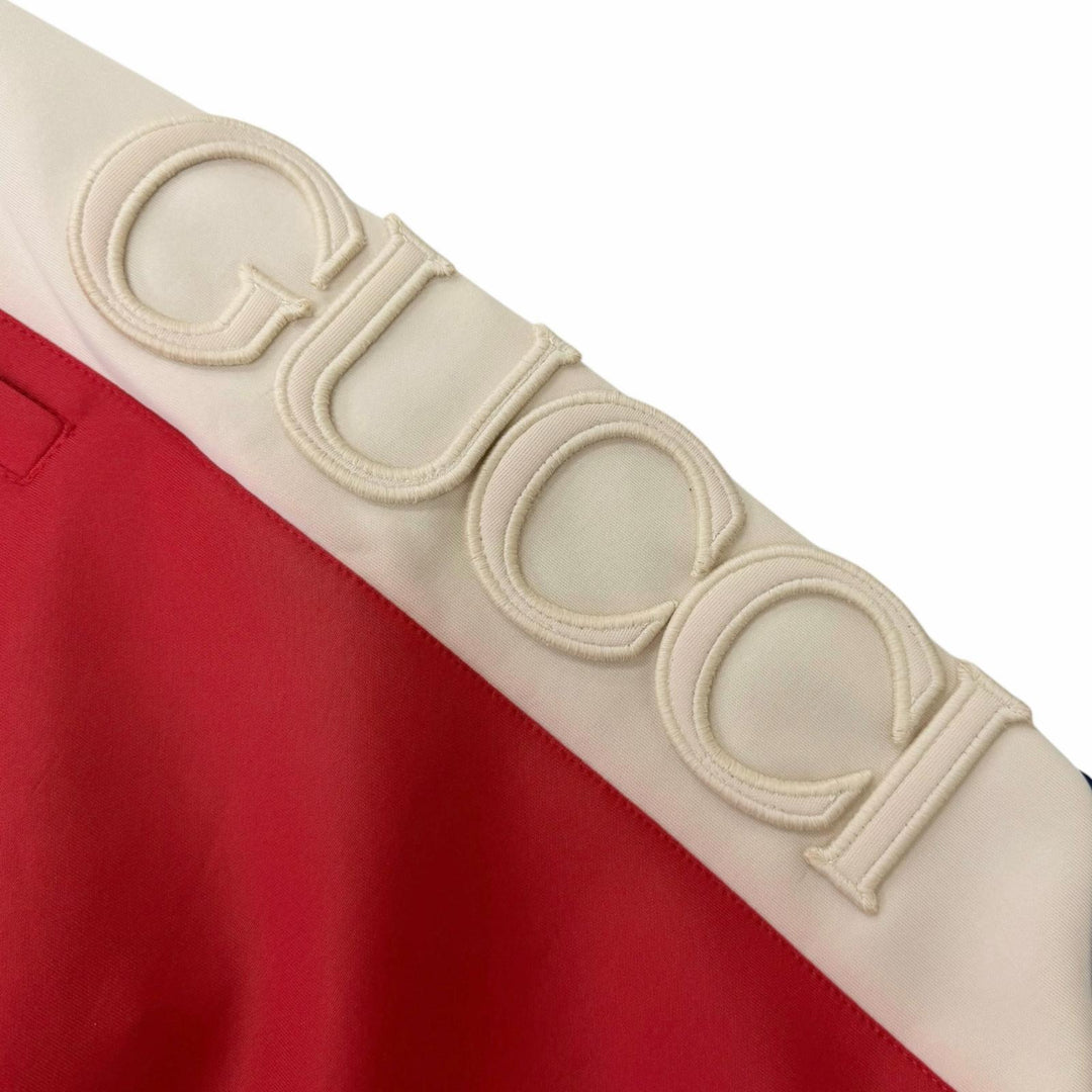 Pristine GUCCI Pants Neoprene Web Stripe Side Logo Track Pants Red