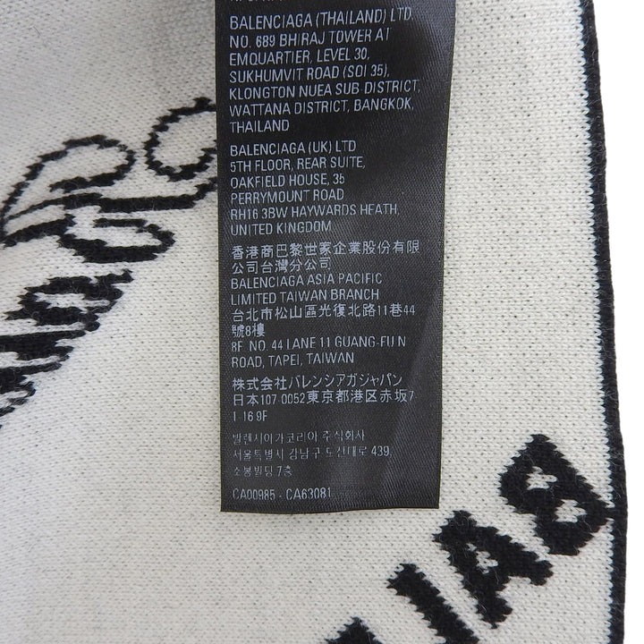 Pristine BALENCIAGA Scarf LOGOMANIA ALL OVER knit black wool mens 724701