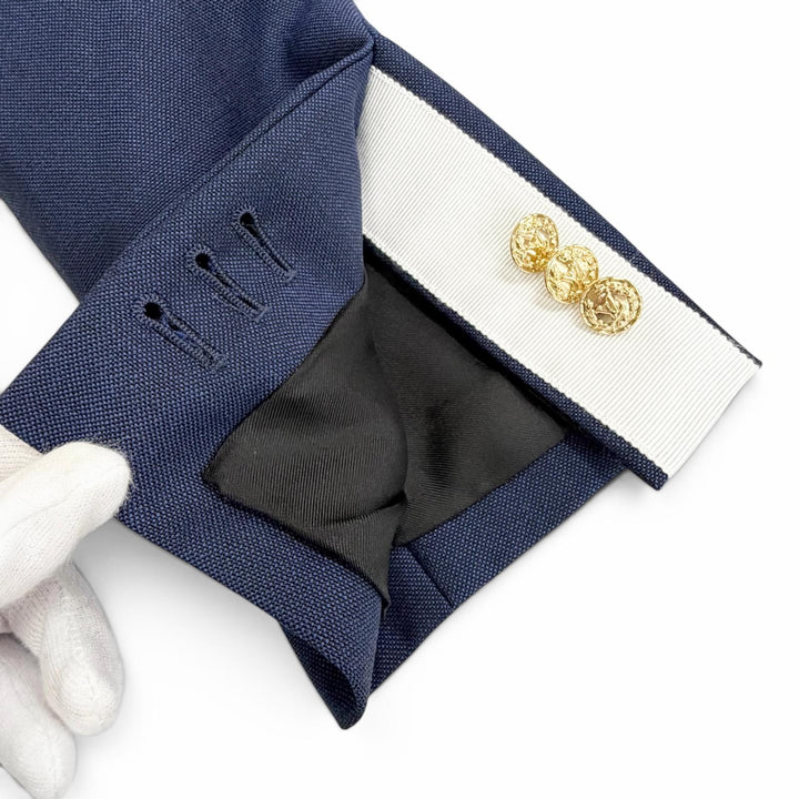 Pristine LOUIS VUITTON tailored jacket LV logo gold buttons, peaked lapels 36