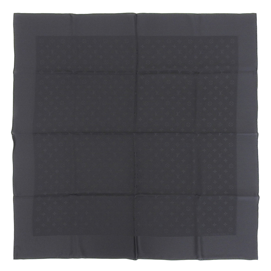 Excellent LOUIS VUITTON scarf Carre Monaco Monogram black silk Women
