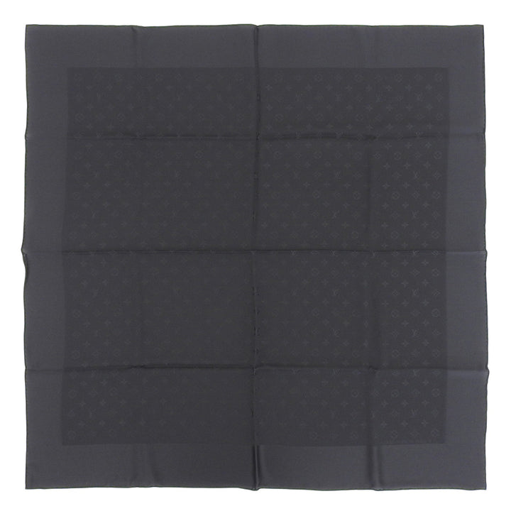 Excellent LOUIS VUITTON scarf Carre Monaco Monogram black silk Women