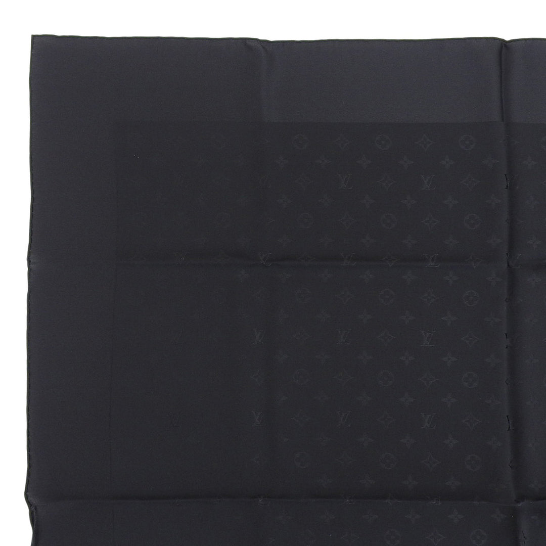 Excellent LOUIS VUITTON scarf Carre Monaco Monogram black silk Women