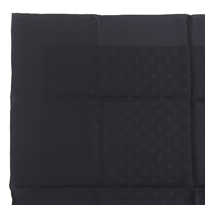 Excellent LOUIS VUITTON scarf Carre Monaco Monogram black silk Women