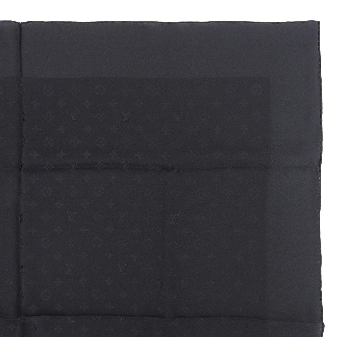 Excellent LOUIS VUITTON scarf Carre Monaco Monogram black silk Women