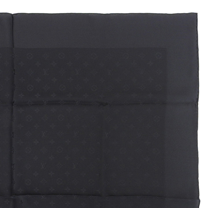 Excellent LOUIS VUITTON scarf Carre Monaco Monogram black silk Women
