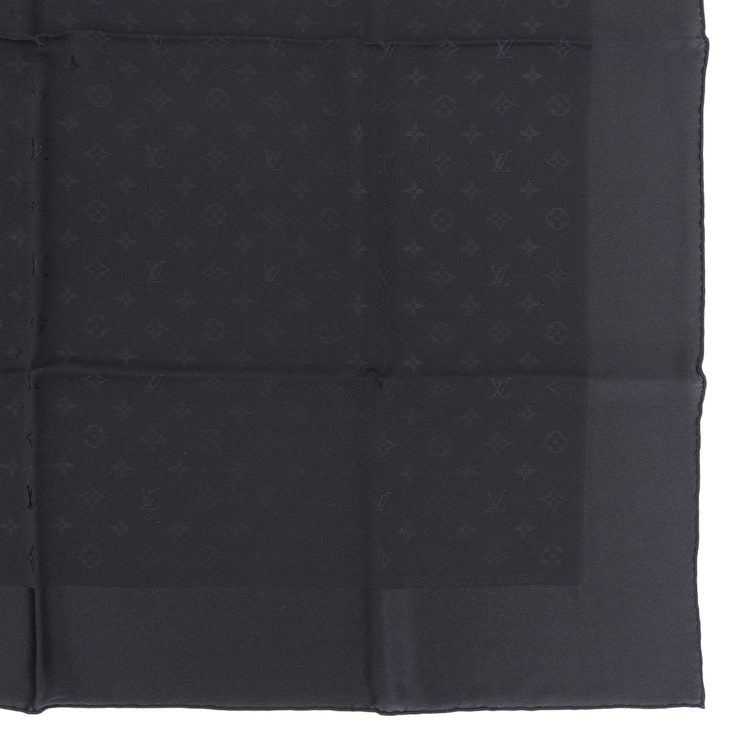 Excellent LOUIS VUITTON scarf Carre Monaco Monogram black silk Women
