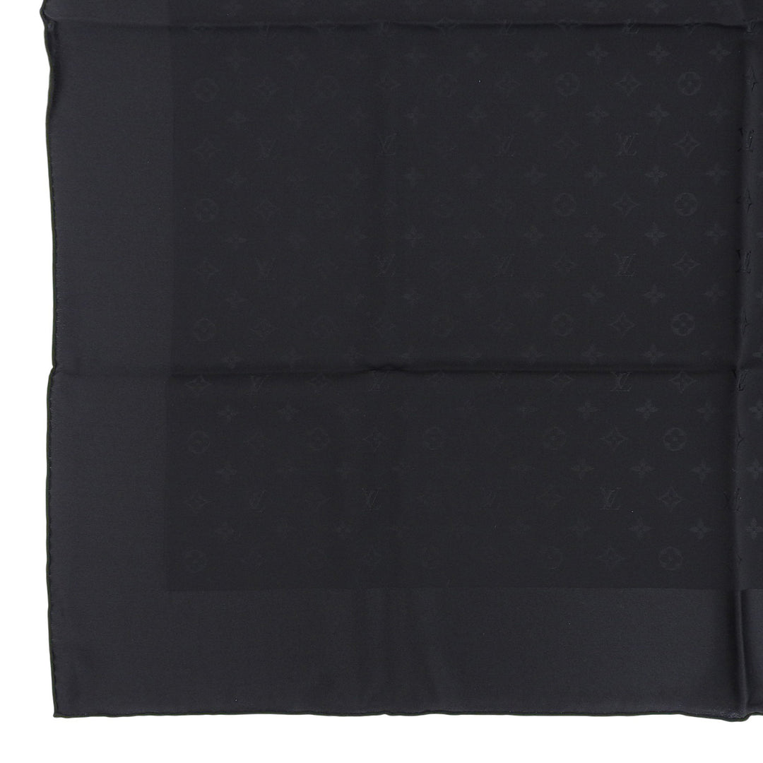 Excellent LOUIS VUITTON scarf Carre Monaco Monogram black silk Women