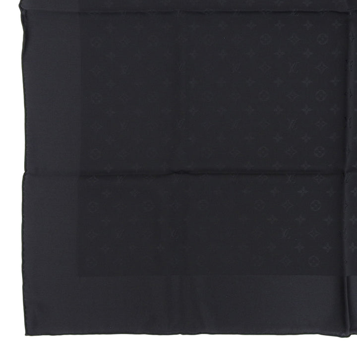 Excellent LOUIS VUITTON scarf Carre Monaco Monogram black silk Women