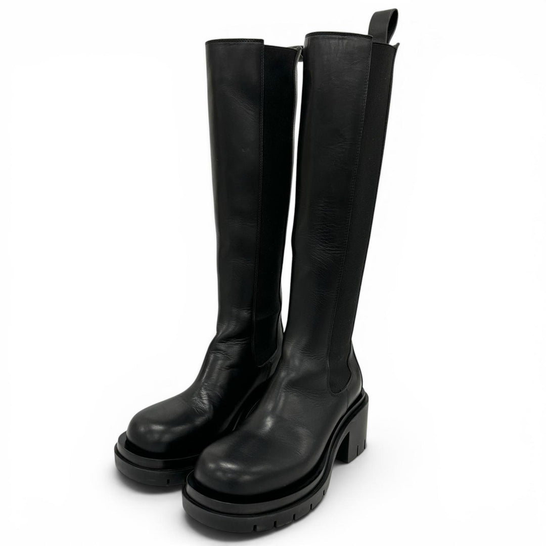 Great BOTTEGAVENETA Knee-high boots Lug sole side gore lug boots black 36