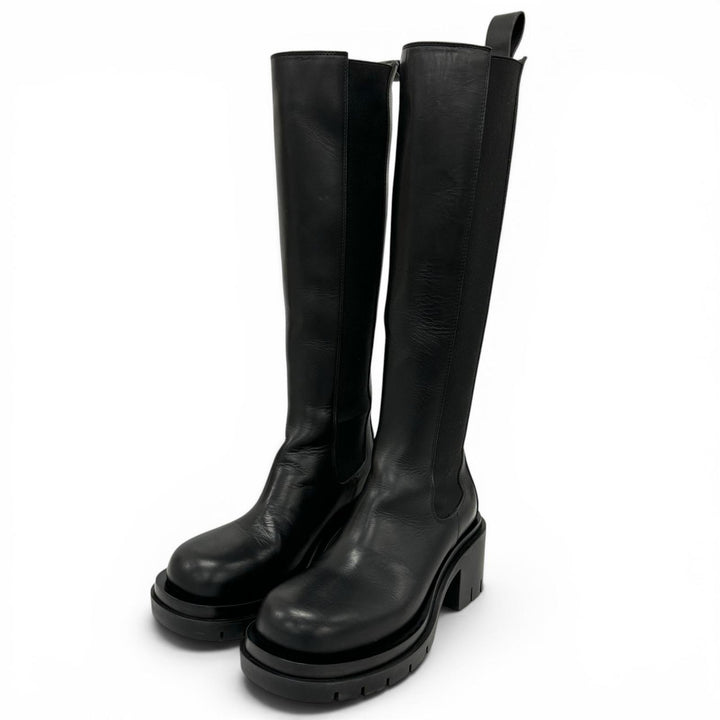Great BOTTEGAVENETA Knee-high boots Lug sole side gore lug boots black 36