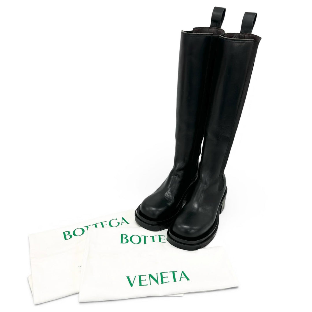 Great BOTTEGAVENETA Knee-high boots Lug sole side gore lug boots black 36