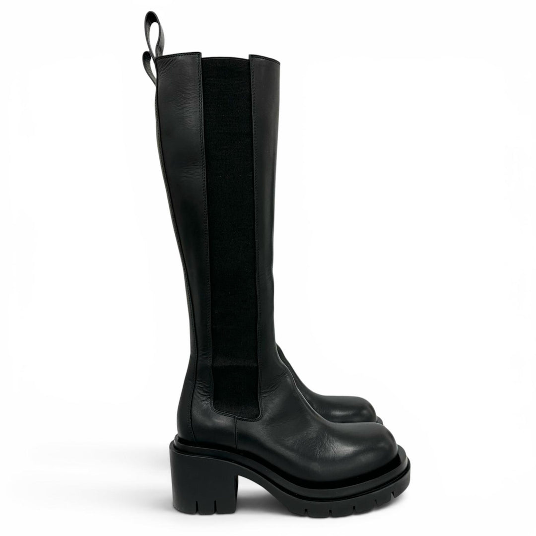 Great BOTTEGAVENETA Knee-high boots Lug sole side gore lug boots black 36