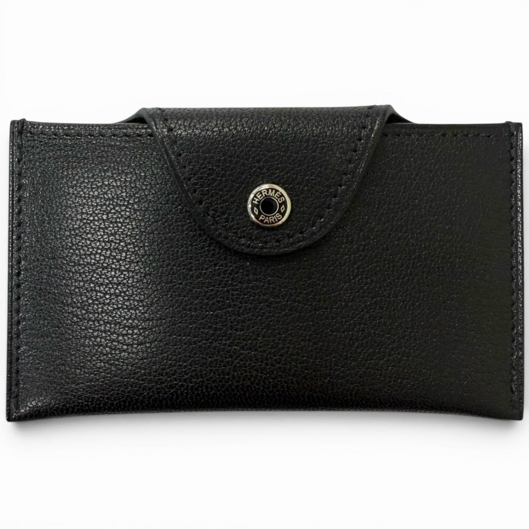 Excellent HERMES Card Case Iliad Crude cell black Shave mens