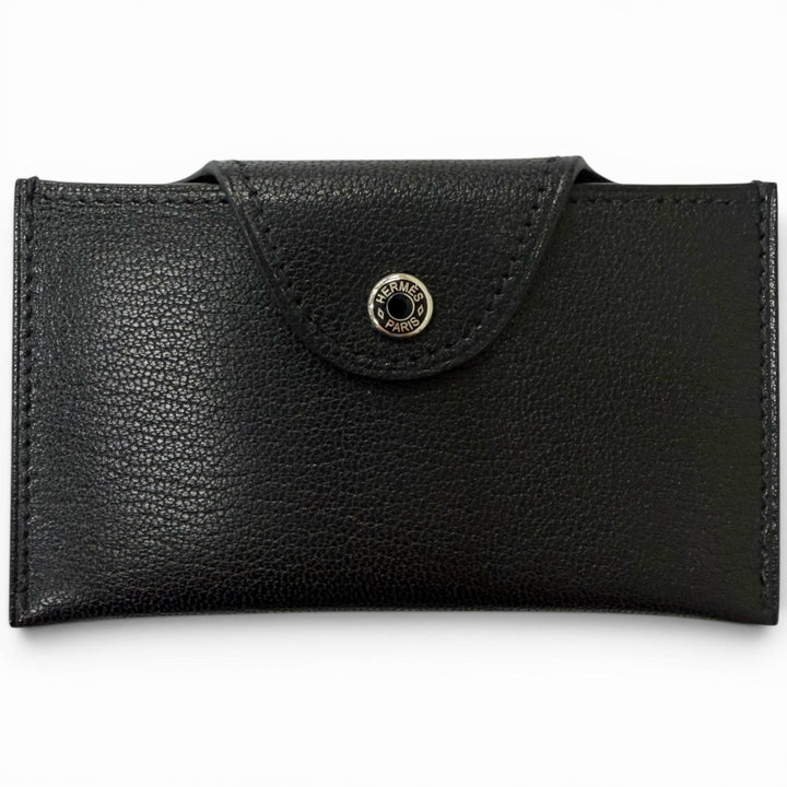 Excellent HERMES Card Case Iliad Crude cell black Shave mens