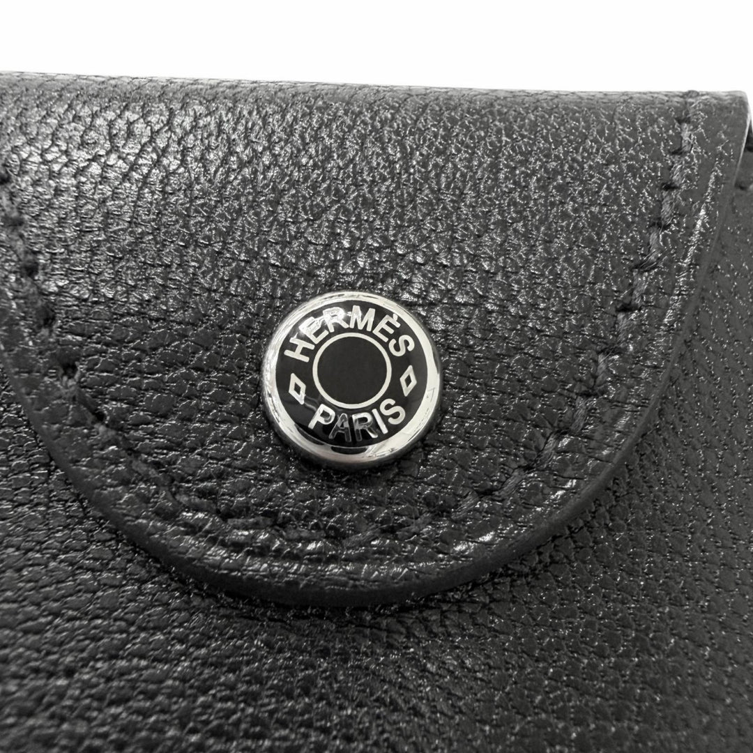Excellent HERMES Card Case Iliad Crude cell black Shave mens