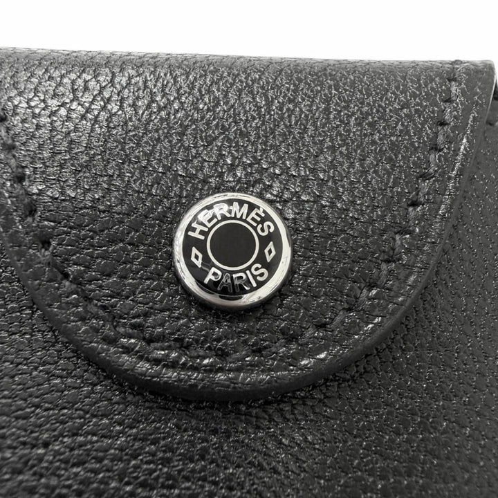 Excellent HERMES Card Case Iliad Crude cell black Shave mens