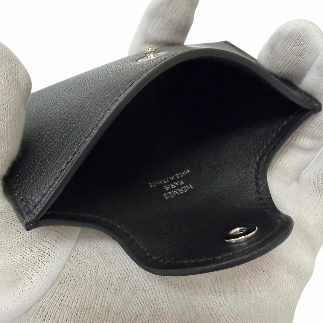 Excellent HERMES Card Case Iliad Crude cell black Shave mens