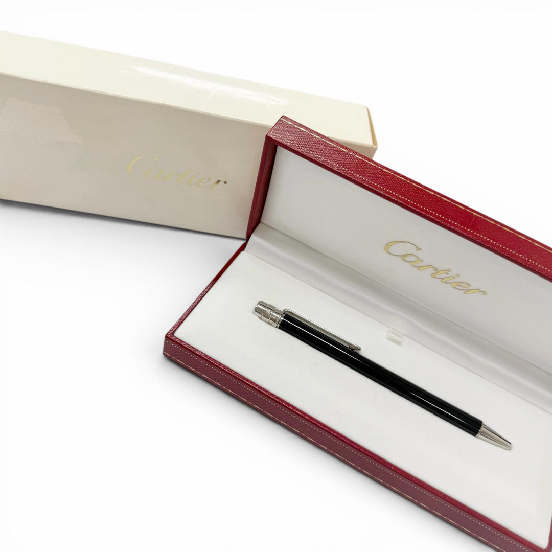 Excellent Cartier Ballpoint pen Santos de Cartier Twist Type black lacquer mens