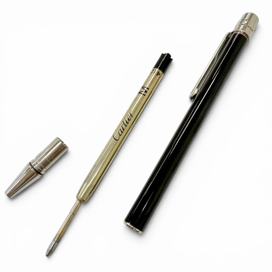 Excellent Cartier Ballpoint pen Santos de Cartier Twist Type black lacquer mens