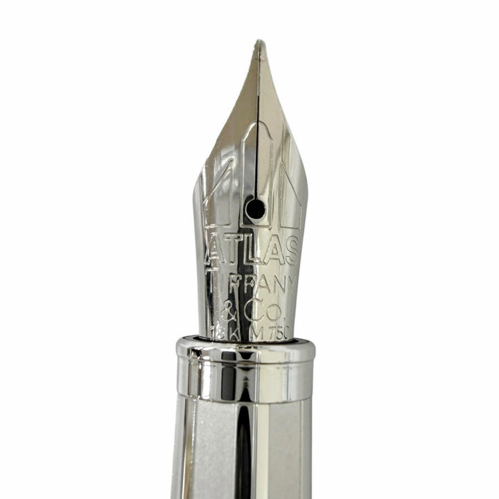 Excellent TIFFANY&Co. fountain pen Atlas Collection Cap Type Silver 18K mens