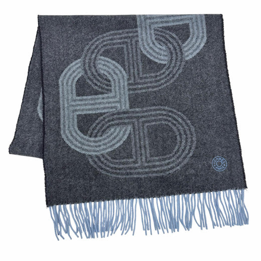 Excellent HERMES Scarf 24th circuit Blue cashmere mens