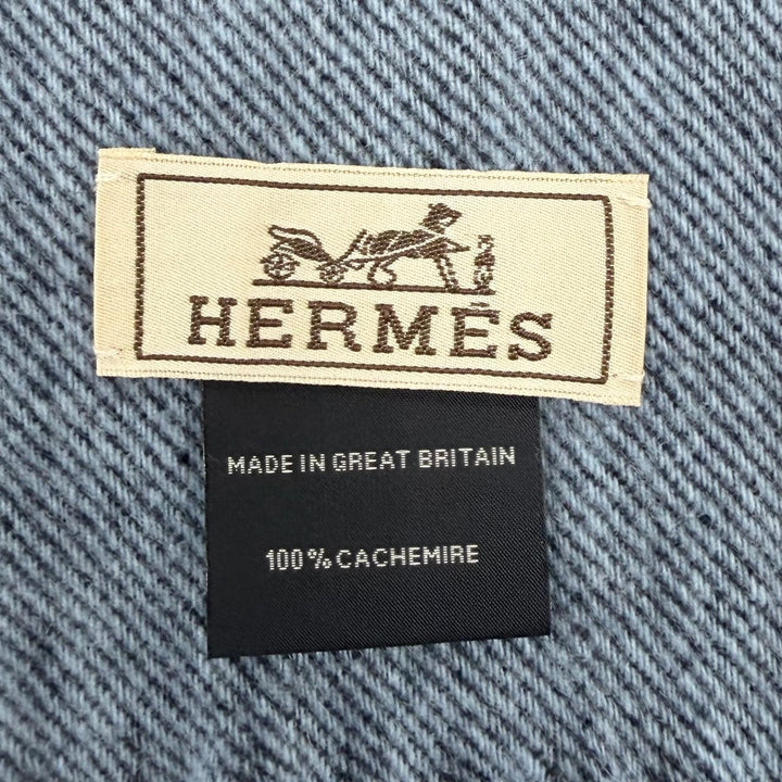 Excellent HERMES Scarf 24th circuit Blue cashmere mens