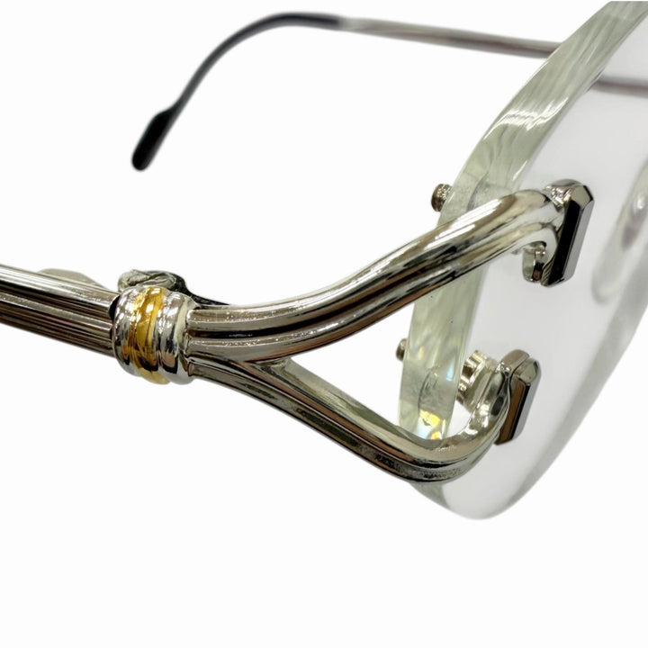 Great Cartier Glasses 2C Decor Trinity Two-Point Rimless Glasses Silver