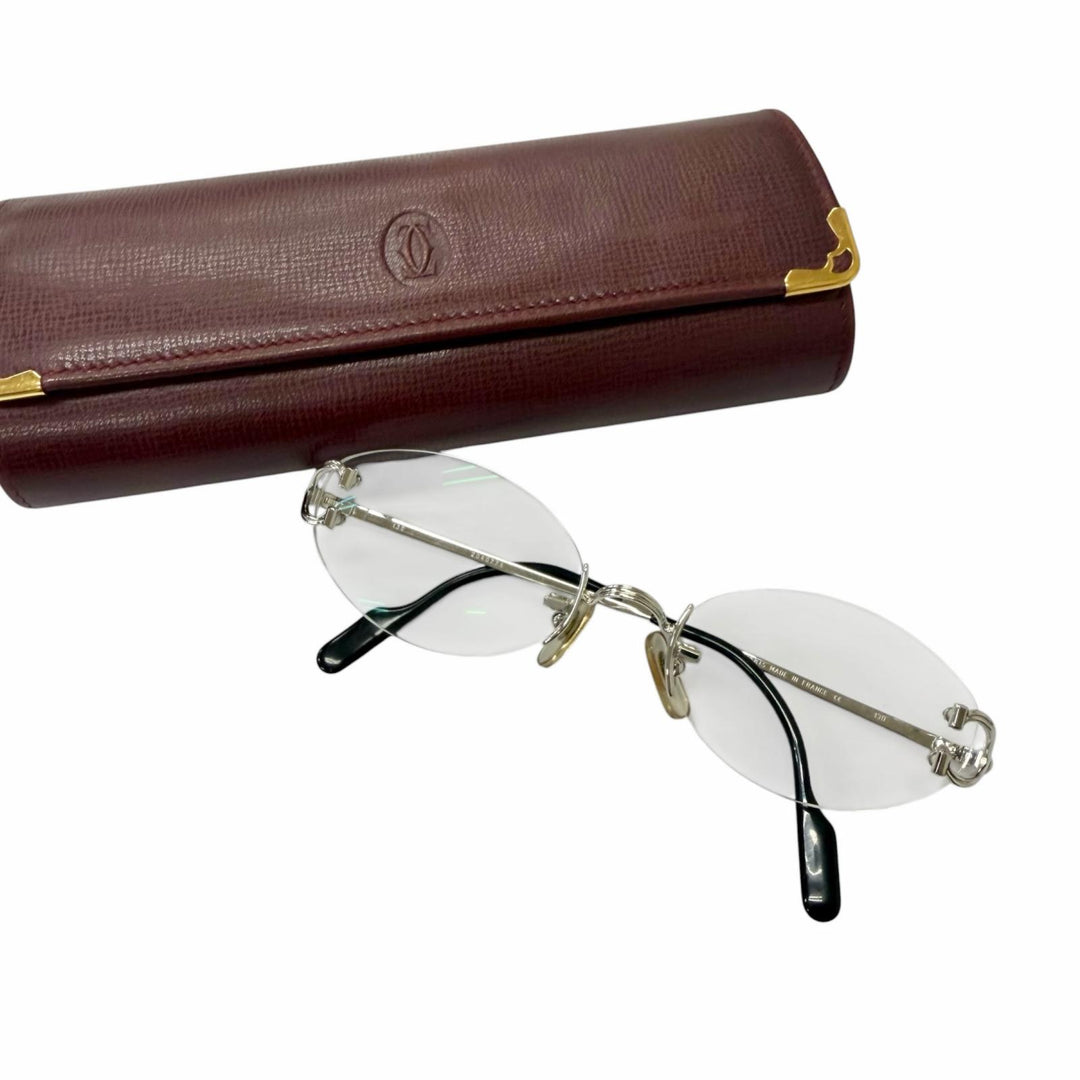 Great Cartier Glasses 2C Decor Trinity Two-Point Rimless Glasses Silver