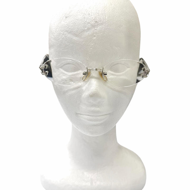 Great Cartier Glasses 2C Decor Trinity Two-Point Rimless Glasses Silver