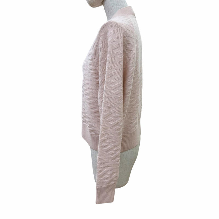 Excellent HERMES cardigan Logo buttoned H jacquard long-sleeved knit pink 38