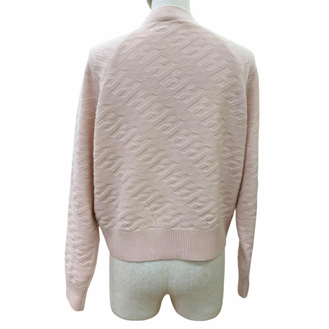 Excellent HERMES cardigan Logo buttoned H jacquard long-sleeved knit pink 38