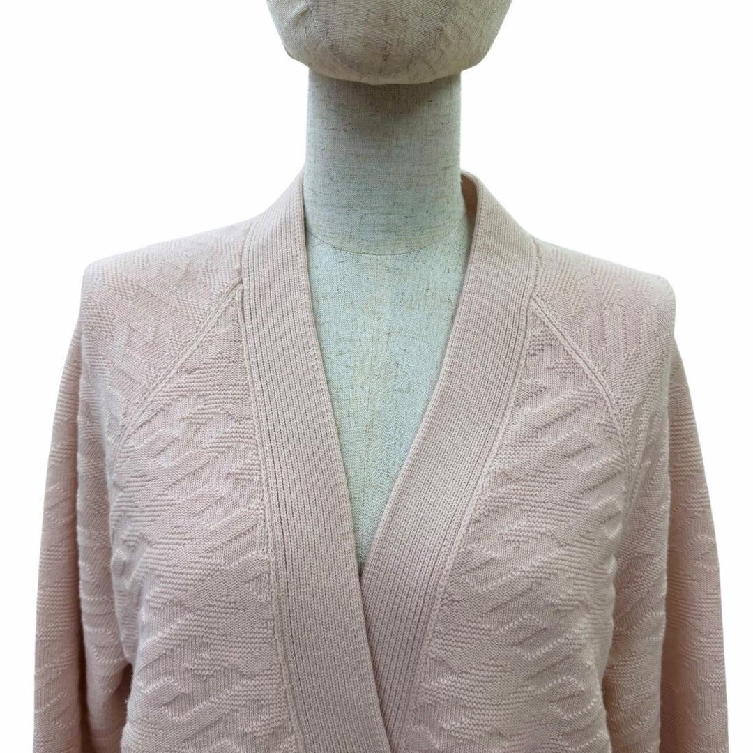 Excellent HERMES cardigan Logo buttoned H jacquard long-sleeved knit pink 38