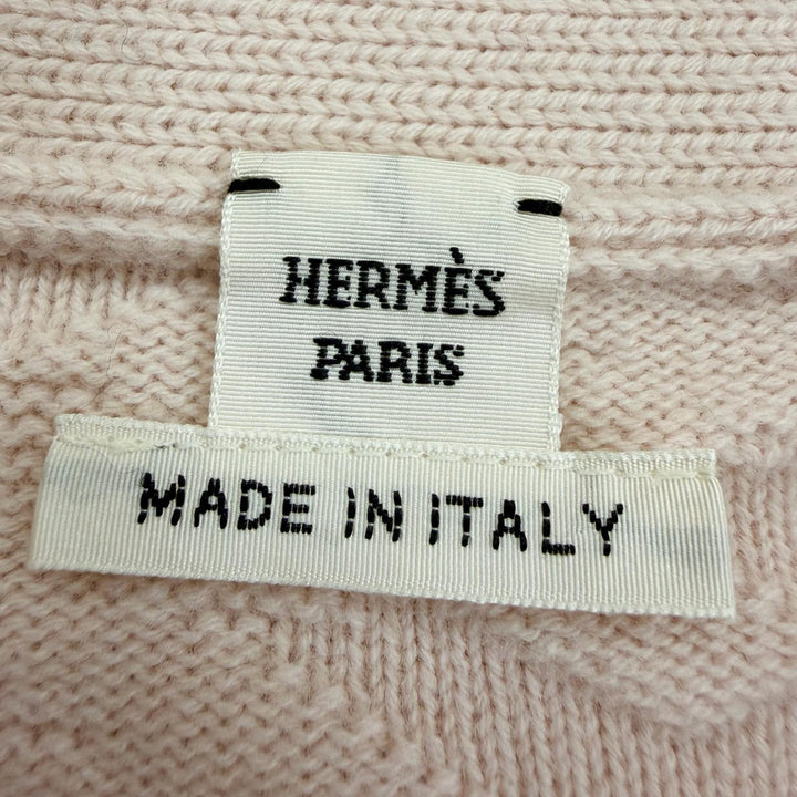Excellent HERMES cardigan Logo buttoned H jacquard long-sleeved knit pink 38