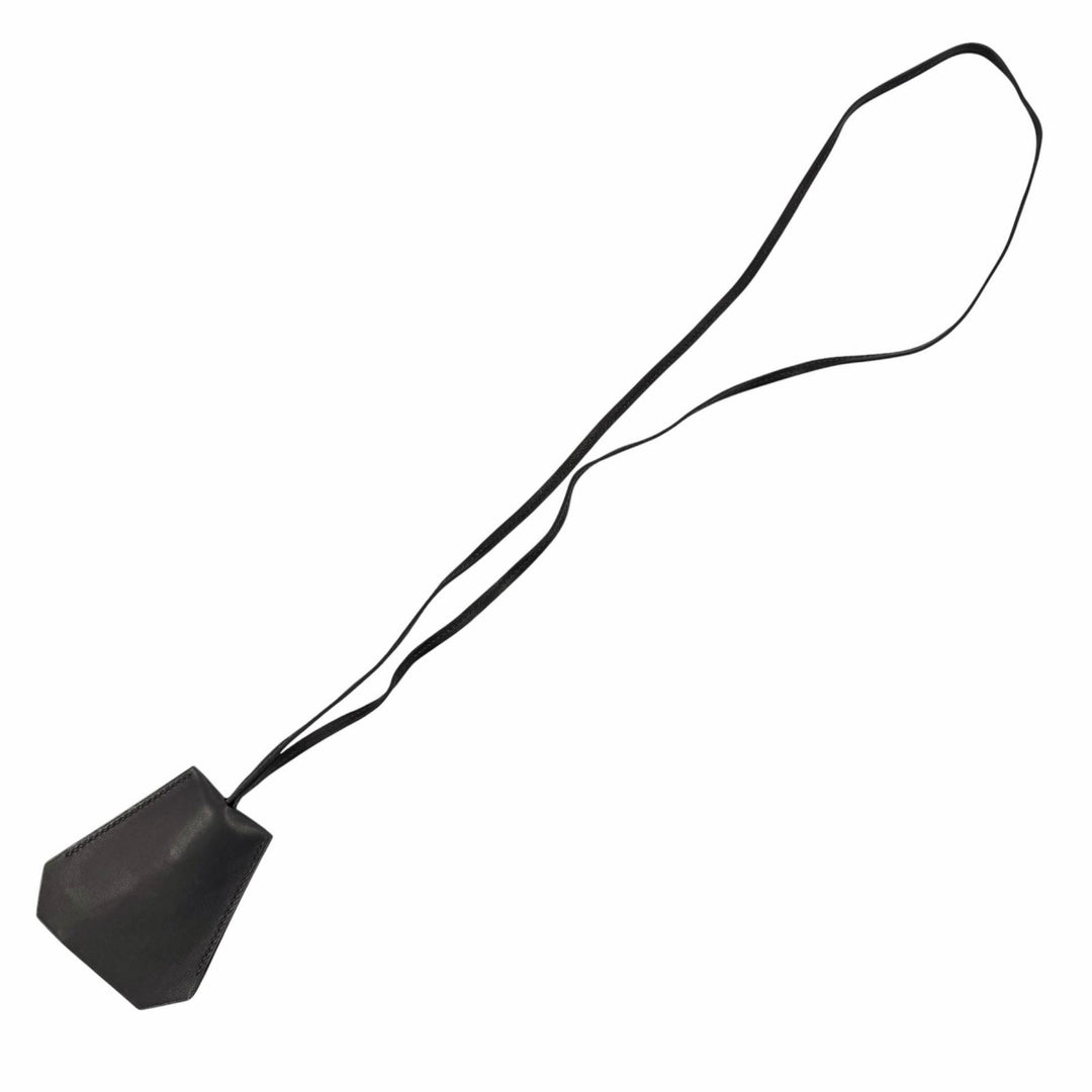 Great HERMES Necklace Margiela-era Clochette black leather Women