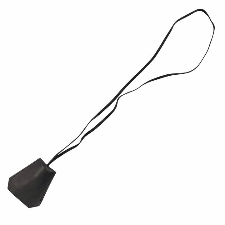 Great HERMES Necklace Margiela-era Clochette black leather Women