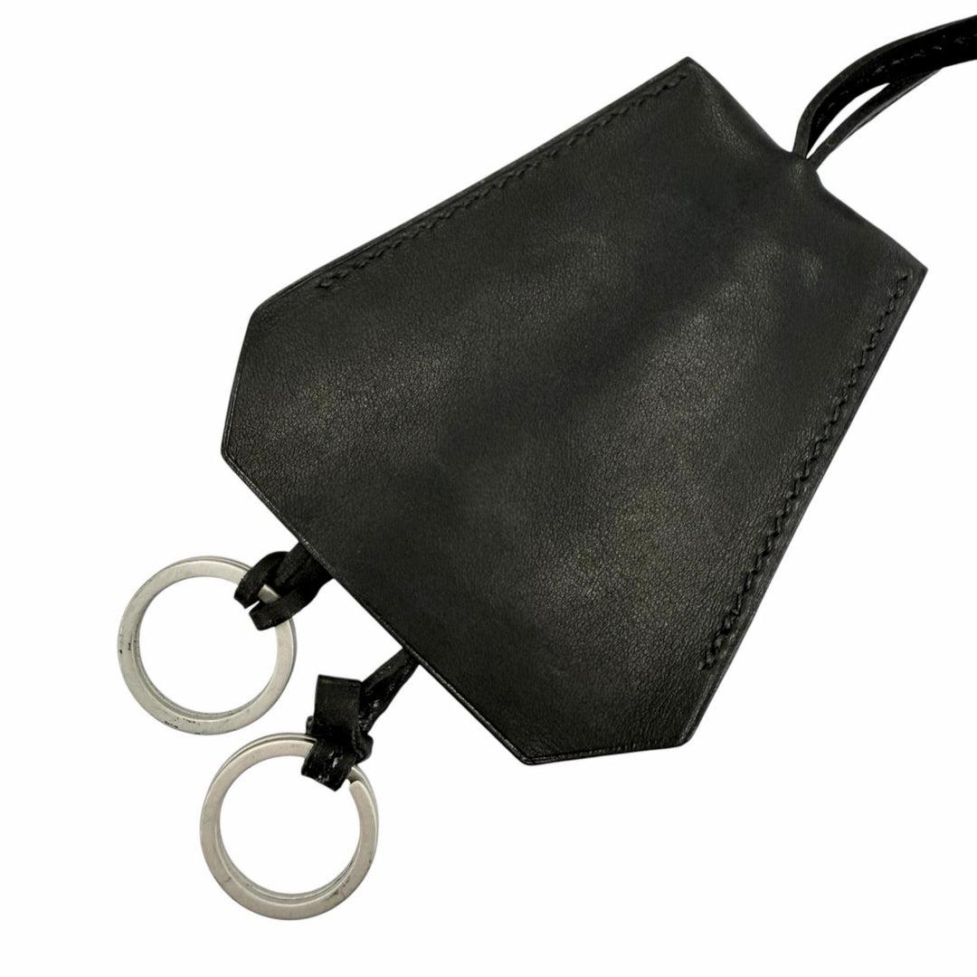 Great HERMES Necklace Margiela-era Clochette black leather Women