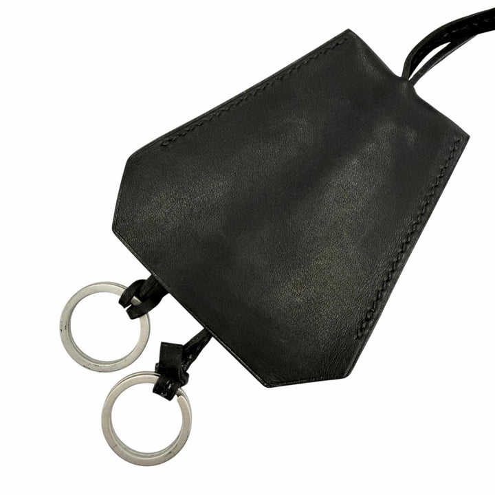 Great HERMES Necklace Margiela-era Clochette black leather Women