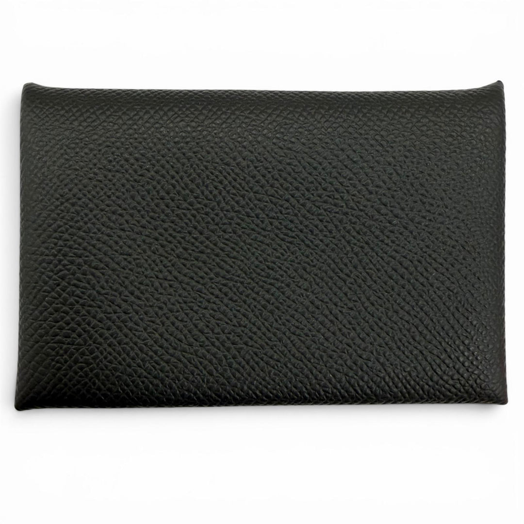 Pristine HERMES Card Case Calvi Pass case black Epsom Leather Women